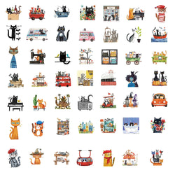50PCS Cat Meme Funny Animals Stickers Art Toy DIY Kids Notebook Luggage Motorcycle Laptop Refrigerator Decals Graffiti (Online Order Only)