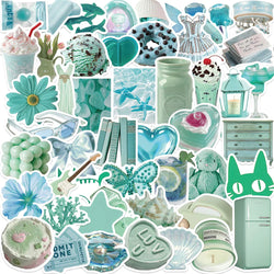 10/30/50PCS Cute Mint Green Stickers Ins Style Simple Aesthetic Decals Notebook Fridge Laptop Phone Bike DIY Decoration Kids Toy (ONLINE ORDER ONLY)