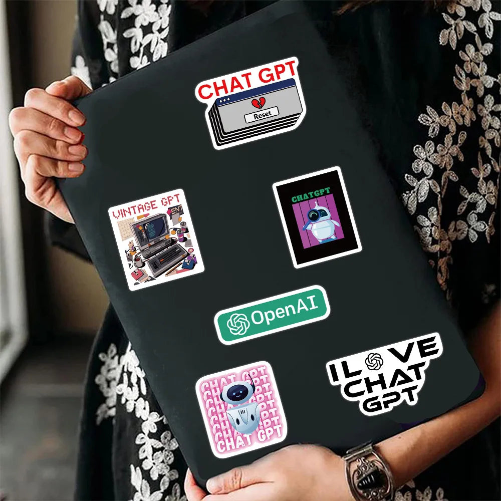 10/30/60PCS Chat Gpt Stickers Program Cartoon Decals Decoration DIY Laptop Scrapbook Phone Fridge Bike PVC Waterproof Graffiti (ONLINE ORDER ONLY)