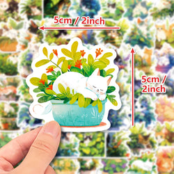 10/30/50PCS Cartoon Plant Cat Stickers Cute Animals Decals Decoration DIY Phone Notebook Laptop Luggage Helmet Car Sticker Toys (ONLINE ORDER ONLY)