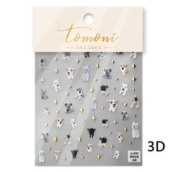 Lovely Dog Cat Animal Bunny 3D Soft Embossed Relief Self Adhesive Nail Art Stickers Cute Pretty Puppy Kitty Star Manicure Decals (ONLINE ORDER ONLY)
