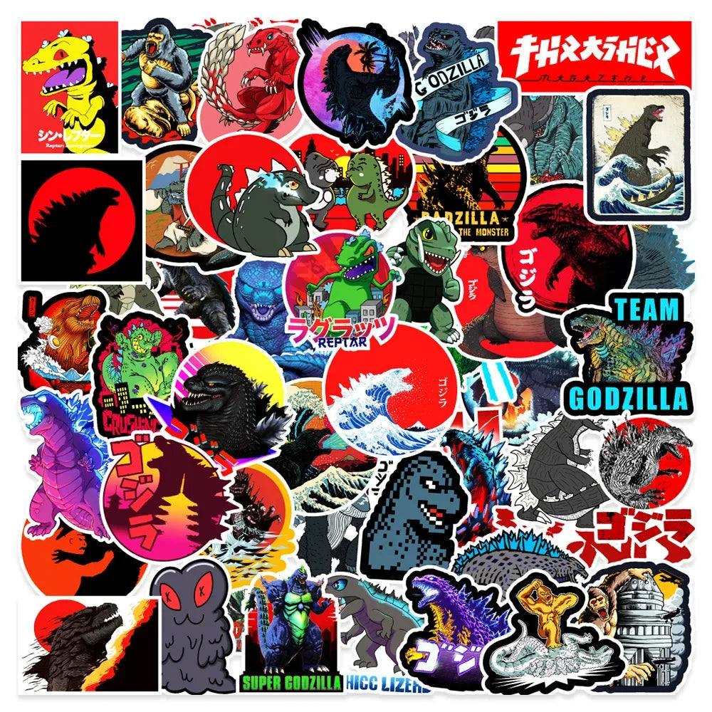 50pcs Godzilla Monster Graffiti Sticker Car Mobile Phone Water Cup Decoration Waterproof Sticker (Online Order Only)