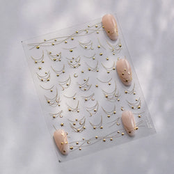 Star Moon Love Heart Curved Line Arc Dreamy Necklace Hanging in The Air Starry Night Adhesive Nail Art Stickers Manicure Decals (ONLINE ORDER ONLY)