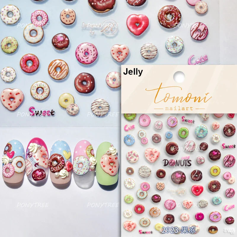 Colorful Fruit Lemon Grapefruit Kiwifruit Candy Popsicle Rabbit Cherry Apple Paw Jelly Adhesive Nail Art Sticker Manicure Decals (ONLINE ORDER ONLY)