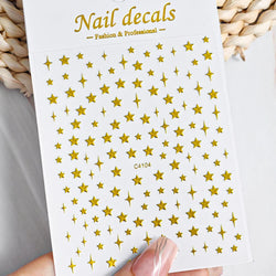 1 Sheet Star Nail Art Stickers 3d Self Adhesive Nail Decals Black White Golden Silver Color Star Design Nail Supplies Accessory (ONLINE ORDER ONLY)
