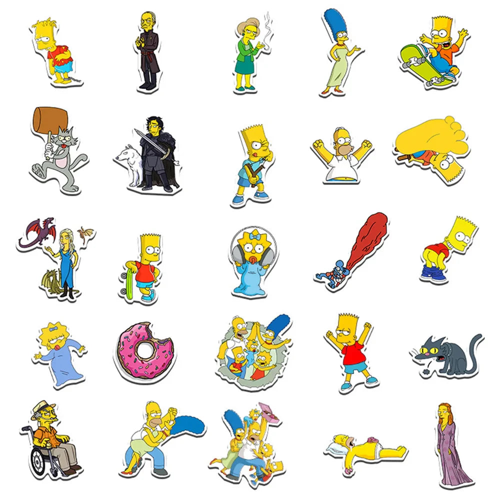 10/30/50pcs Kawaii Simpson Family Stickers Cartoon Anime Decals DIY Motorcycle Laptop Phone Car Waterproof Sticker Kids Toys (ONLINE ORDER ONLY)