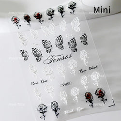 Watercolor Style Rose Flower Colored Rosa Chinensis 3D 5D Flat Reliefs Charming Self Adhesive Nail Art Stickers Manicure Decals (ONLINE ORDER ONLY)