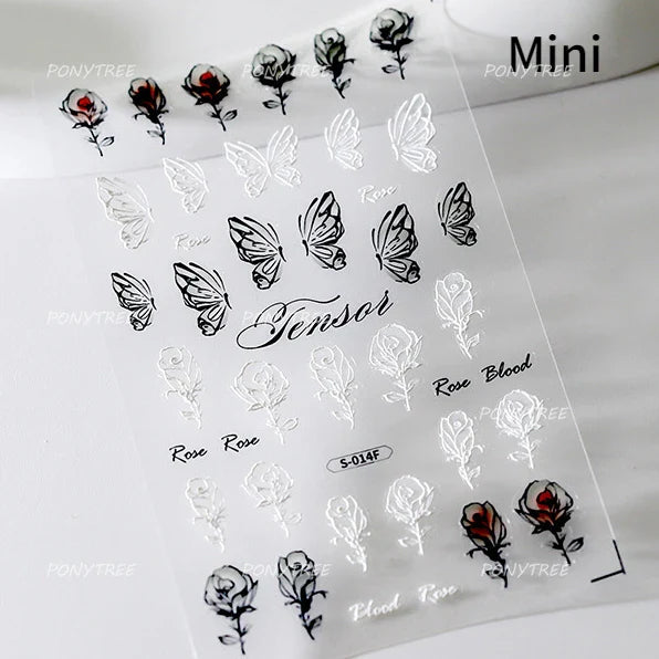 French Romantic Lace Flower Fabric Art Pearl Pendant Portrait Bowknot Textile Printing Delicate Nail Art Stickers Manicure Decal (ONLINE ORDER ONLY)