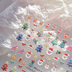 Black White Christmas Tree Snowflake Bowknot Snowman Socks Star Santa Hat Deer Rhinestone Winter Nail Art Sticker Manicure Decal (Online Order Only)