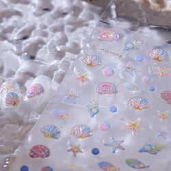 Conch Starfish Shell Beach Fish Star Ocean Colorful Water Bubbles Summer Delicate Self Adhesive Nail Art Stickers Manicure Decal (ONLINE ORDER ONLY)