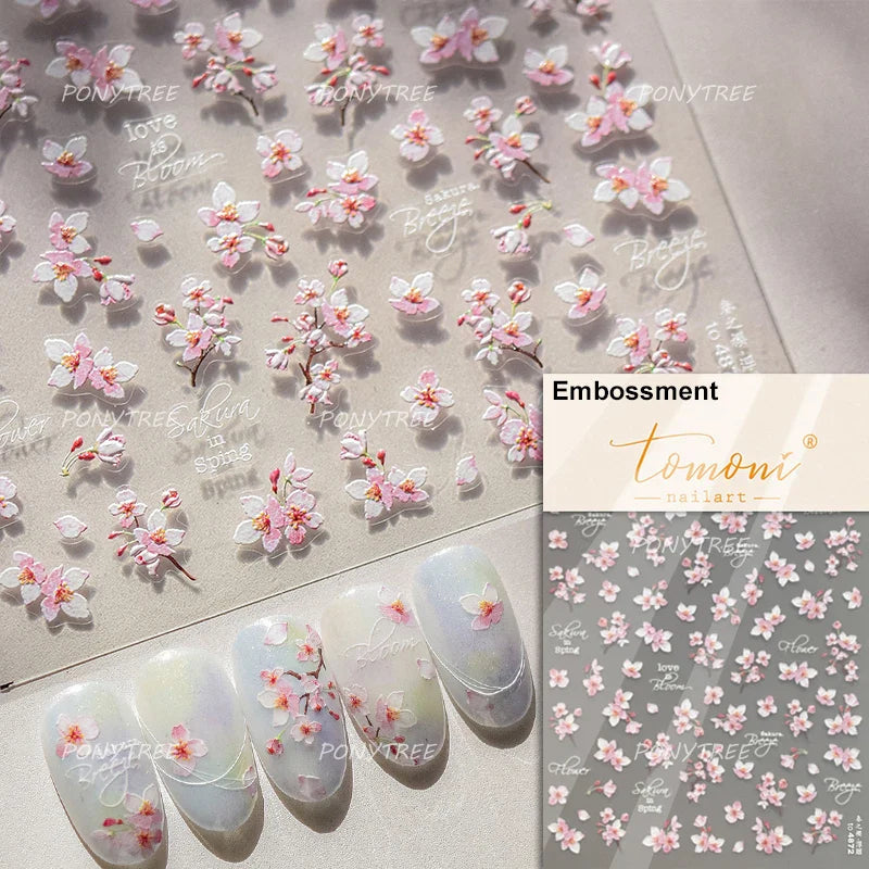 Petal Numerous Flowers Luxuriant Plant Garden Yellow Stamen Charming 5D Soft Relief Adhesive Nail Art Sticker 3D Manicure Decals (ONLINE ORDER ONLY)