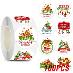 100-500pcs Merry Christmas Santa Claus Labels Stickers for Gift Package Card Envelope Wrapping Party Baking Small Business (Online Order Only)