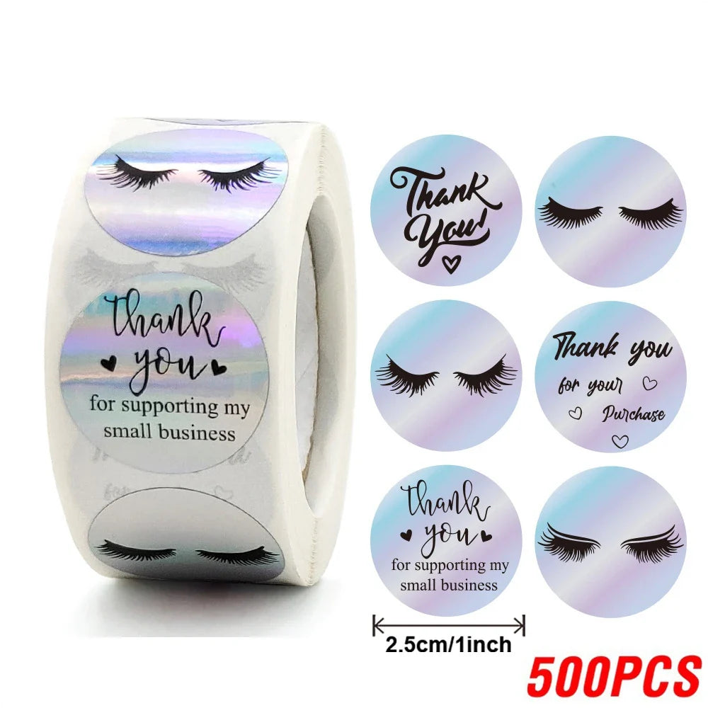 500pcs Rainbow Laser Thank You Stickers 1inch Small Business Stickers  Adhesive Labels for Boutiques Wrapping Supplies (ONLINE ORDER ONLY)
