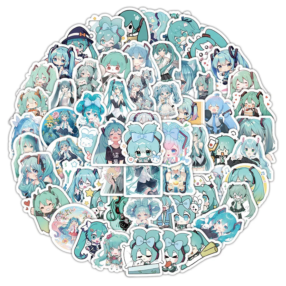 10/30/50/100PCS Kawaii Hatsune Miku Stickers Blue Cartoon Sticker Fridge Luggage Laptop Phone Guitar Skateboard Graffiti Decals (ONLINE ORDER ONLY)
