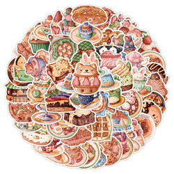 10/30/50/100PCS Cute Cartoon Animal Food Stickers Kids Toy DIY Suitcase Fridge Phone Notebook Laptop Bike Waterproof Decals Gift (ONLINE ORDER ONLY)