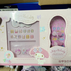 1Set(12Pcs+Jelly Glue+Stickers+Hairpin) Children Acrylic Fake Nails Kuromi Mymelody Cinnamoroll Fake Nails Non-Toxic Kid Gifts * (Online Order Only)