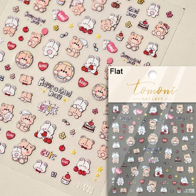 Cookies Chocolate Love Heart Flower Bowknot Rabbit Bunny Lace Bear Star Bouquet Rabbit Adhesive Nail Art Sticker Manicure Decal (ONLINE ORDER ONLY)
