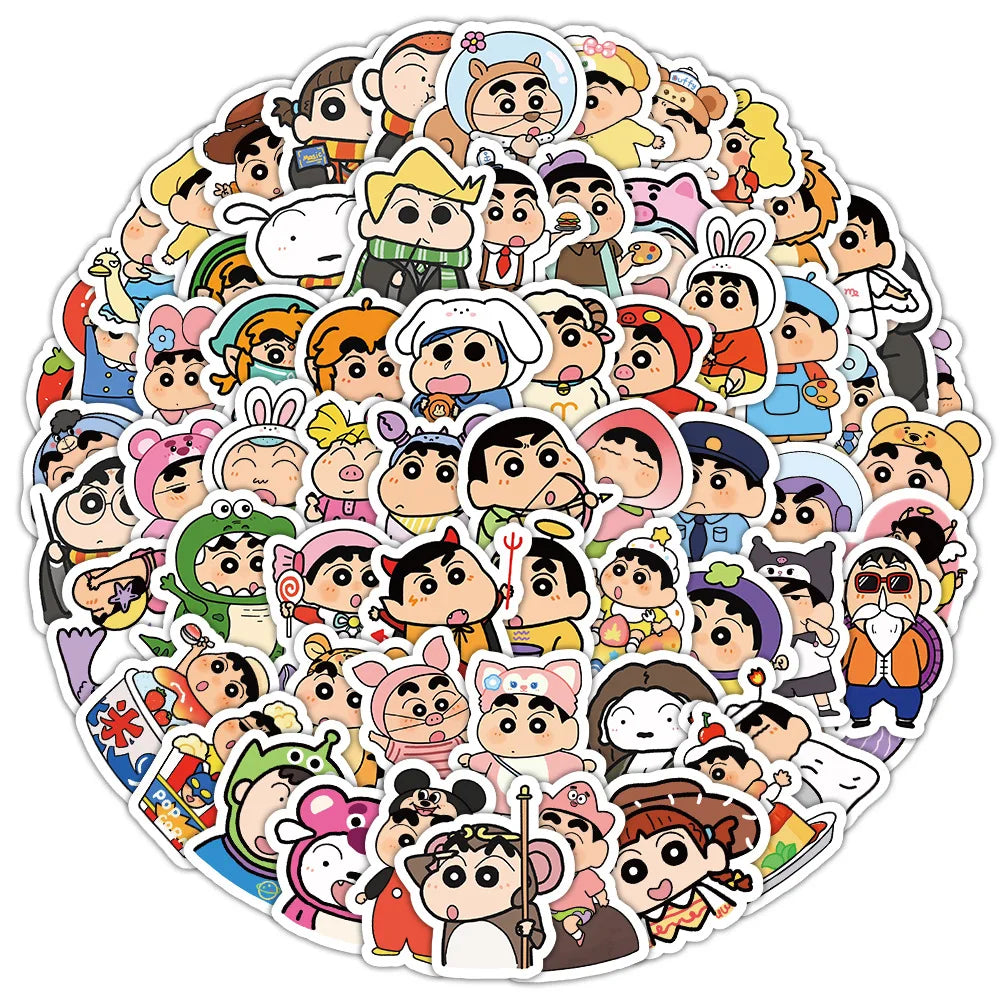 10/30/50/100PCS Cute Crayon Shin-chan Cartoon Stickers Funny Anime Graffiti DIY Luggage Laptop Phone Guitar Car Bike Kids Toy (ONLINE ORDER ONLY)
