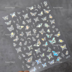 Shiny Butterfly Lace Line Bowknot Silk Ribbon Star Love Heart Fantasy Delicate Chic Adhesive Nail Art Stickers Manicure Decals (Online Order Only)