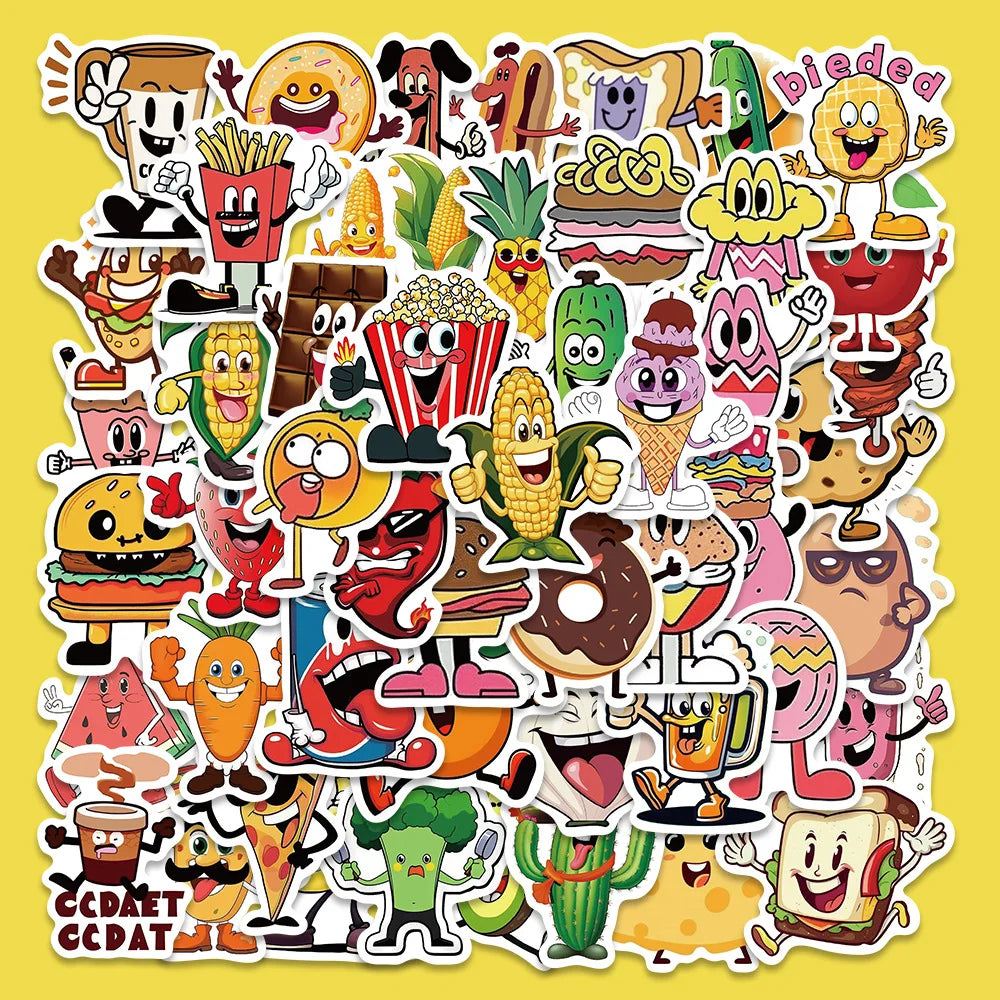 50Pcs Cartoon Food Fruit Stickers for Helmet Wall DIY Decoration (Online Order Only)