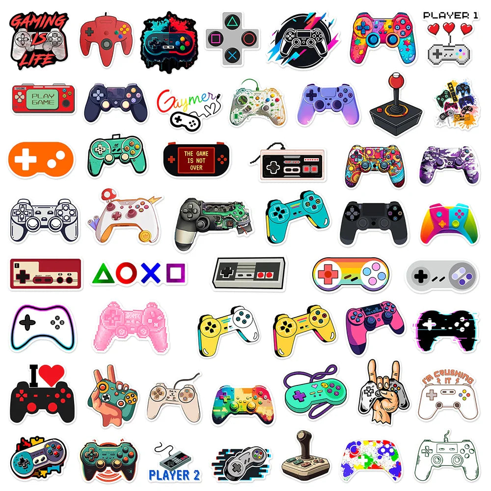 10/30/50pcs Vintage Cool Gamepad Video Game Graffiti Stickers Cartoon Decals Skateboard Laptop Motorcycle Car Waterproof Sticker (Online Order Only)