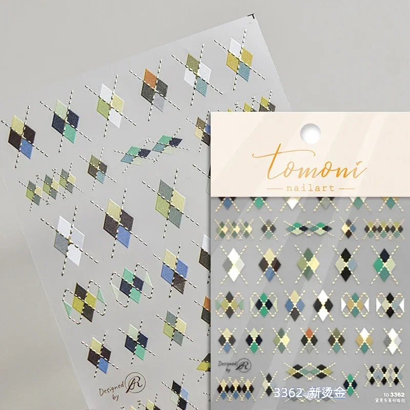 Shiny Colorful Color Block Fragment Square Fragment Grid Rhombus 3D Self Adhesive Nail Art Stickers Rhinestone Manicure Decals (Online Order Only)