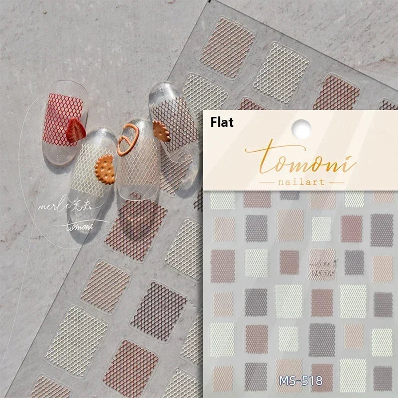 Charming Geometric Black Khaki Brown Grid Houndstooth Snowflake Flat Chic  Adhesive Nail Art Decoration Stickers Manicure Decals (Online Order Only)