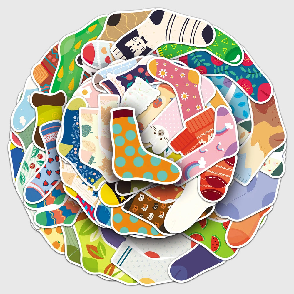 50Pcs Cartoon Socks Waterproof Vinyl Stickers for Skateboard Snowboard Decal (ONLINE ORDER ONLY)