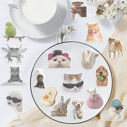 50PCS Cute Pets Cartoon Animals Sticker For Luggage Laptop Cup Skateboard Journal Gift Waterproof PET Sticker ﻿ (Online Order Only)