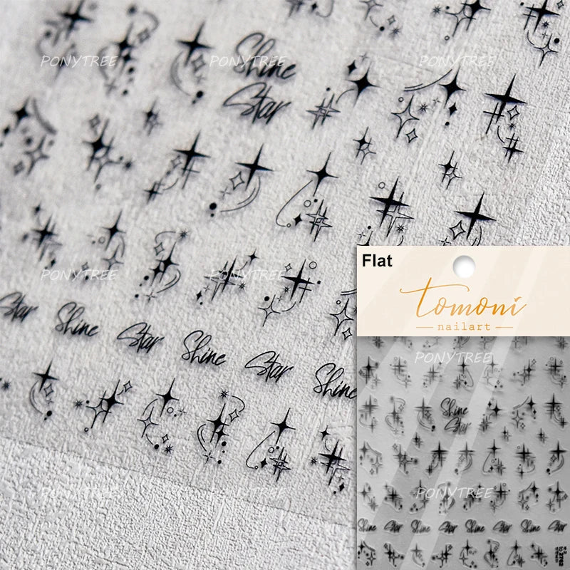 Hollow Out Black Gold Star Starburst Round Dot Night-time Tiny Spot Self Adhesive Nail Art Stickers Manicure Decals Wholesale (ONLINE ORDER ONLY)
