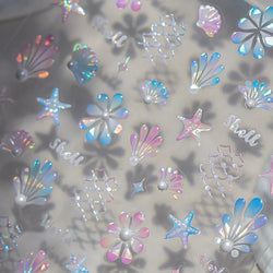 Marine Shell Starfish Ocean Elements Pearl Star Fishing Net Colourful Underwater Organisms 5D Nail Art Stickers Manicure Decals (Online Order Only)