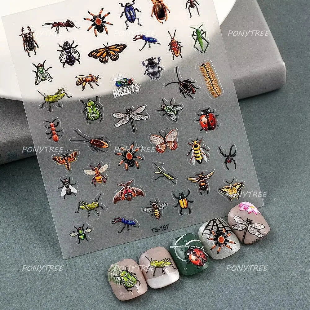 Vivid Honey Bee Ribbon Bowknot Pot Daisy Wreath Flower Shining Tulip Honeycomb Jar Self Adhesive Nail Art Sticker Manicure Decal (ONLINE ORDER ONLY)