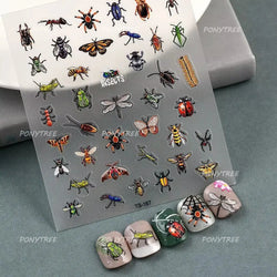 Vivid Honey Bee Ribbon Bowknot Pot Daisy Wreath Flower Shining Tulip Honeycomb Jar Self Adhesive Nail Art Sticker Manicure Decal (ONLINE ORDER ONLY)