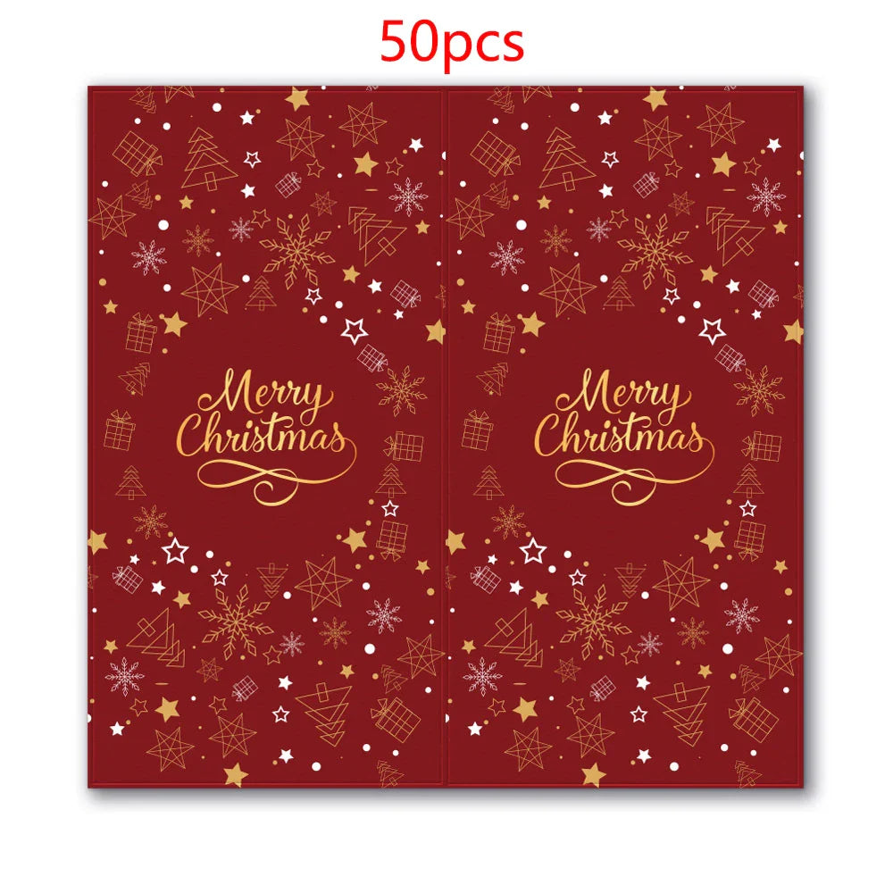 10-50pcs Merry Christmas Stickers 5*10cm Red Christmas Gift Decor Seal Stickers Cute Santa Stickers Stationery Supplies (Online Order Only)
