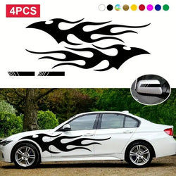 4pcs Fashion Car Stickers Flames Flaming Auto Body Stickers, Stripe Car Door Decals Waterproof Decorative Decal (Online Order Only)