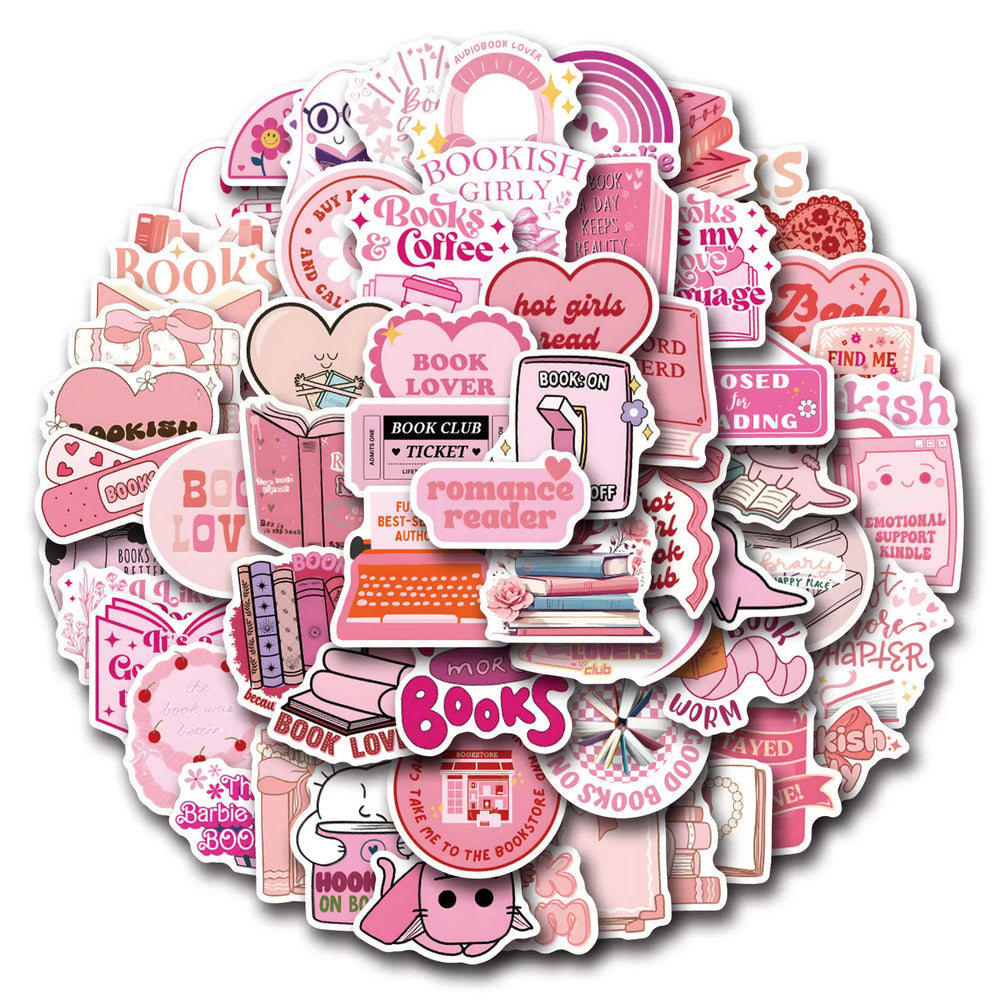 60Pcs/Set New Pink Bookish Reading Stickers Kids DIY Laptop Phone Case Water Cup Diary Graffiti Stickers Toys Gift (Online Order Only)