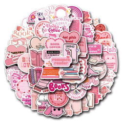60Pcs/Set New Pink Bookish Reading Stickers Kids DIY Laptop Phone Case Water Cup Diary Graffiti Stickers Toys Gift (Online Order Only)