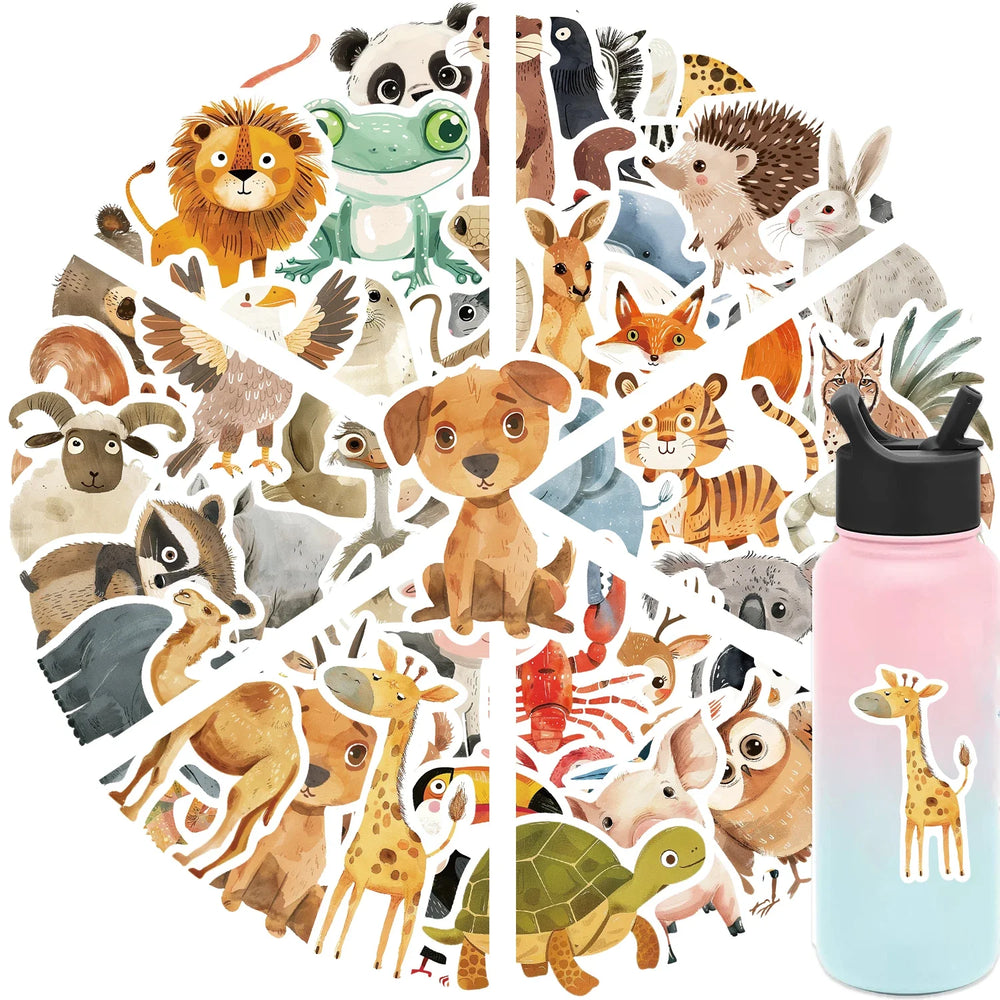 50pcs Cute Childrens Book Paintings Stickers Vinyl Waterproof Stickers for Kids Toy Animals Decals for Loptop Water Bottle Phone (ONLINE ORDER ONLY)
