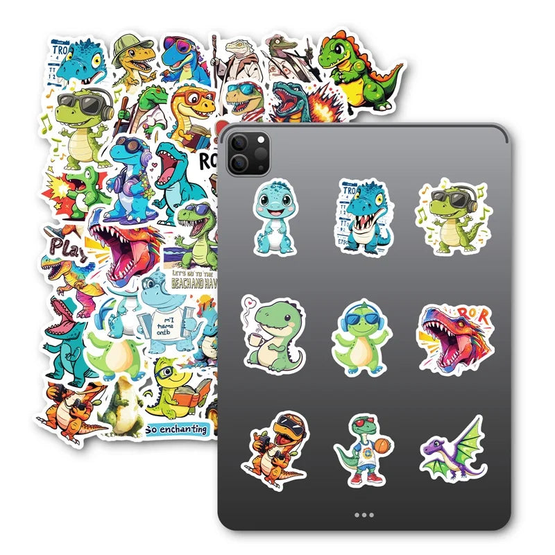 10/30/50PCS Kawaii Fashion Dinosaur Sticky PVC Sticker Aesthetic Stationery DIY Decoration Scrapbooking School Supplies for Kids (ONLINE ORDER ONLY)