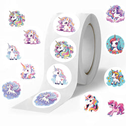 100-500pcs Cartoon Animal Unicorn Stickers Kindergarten Children's Reward Sticker Gift Decorative Decals Kids Encourage Label (Online Order Only)