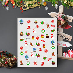 Christmas Greenery Nail Stickers Xmas Holly Animal Penguin Candy Winter Sliders Decor 2024 Holiday Decals Manicure Tips Foils *& (ONLINE ORDER ONLY)