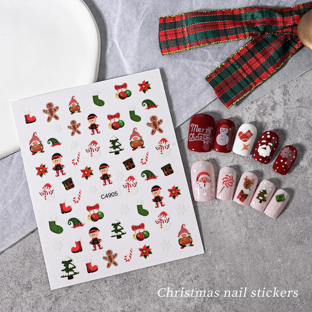 Merry Christmas Penguin Nail Art Sticker 3D Slider Deer Santa Claus Decal New Year Nail Decorations Sticker Manicure Accessories (ONLINE ORDER ONLY)