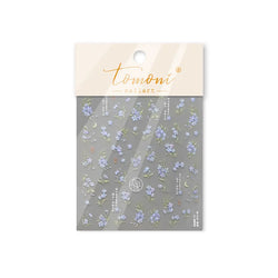 Vibrant and Lively Pullulate Purple Blue Snow Orchid Flower Garden Springtime Adhesive Nail Art Sticker Chic 3D Manicure Decals (Online Order Only)
