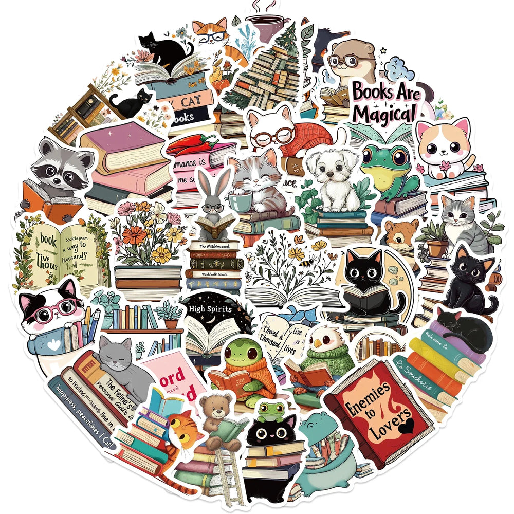 50PCS Animals Reading Stickers for Toy DIY Luggage Laptop Guitar Skateboard Phone Case Bike Car Cartoon Stickers (ONLINE ORDER ONLY)