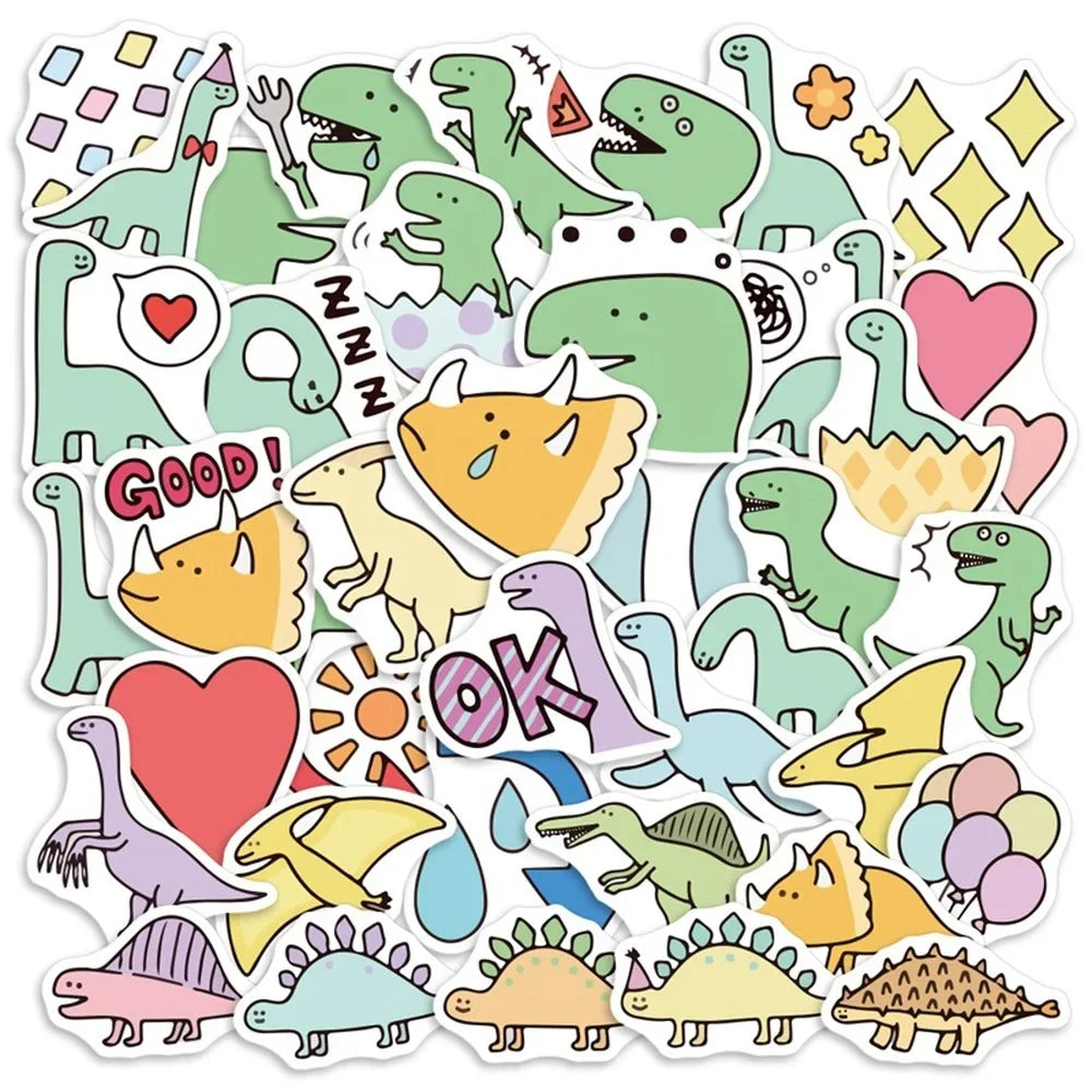 40pcs Dinosaur Sticker Cartoon Animal Educational Toys Stickers for Children DIY Laptop Scrapbooking Luggage Bicycle (ONLINE ORDER ONLY)