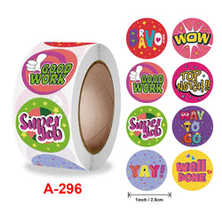 500 Pcs/Roll English Cartoon Animal Stickers Teacher Reward Students Stickers Self-adhesive Stationery Stickers (Online Order Only)