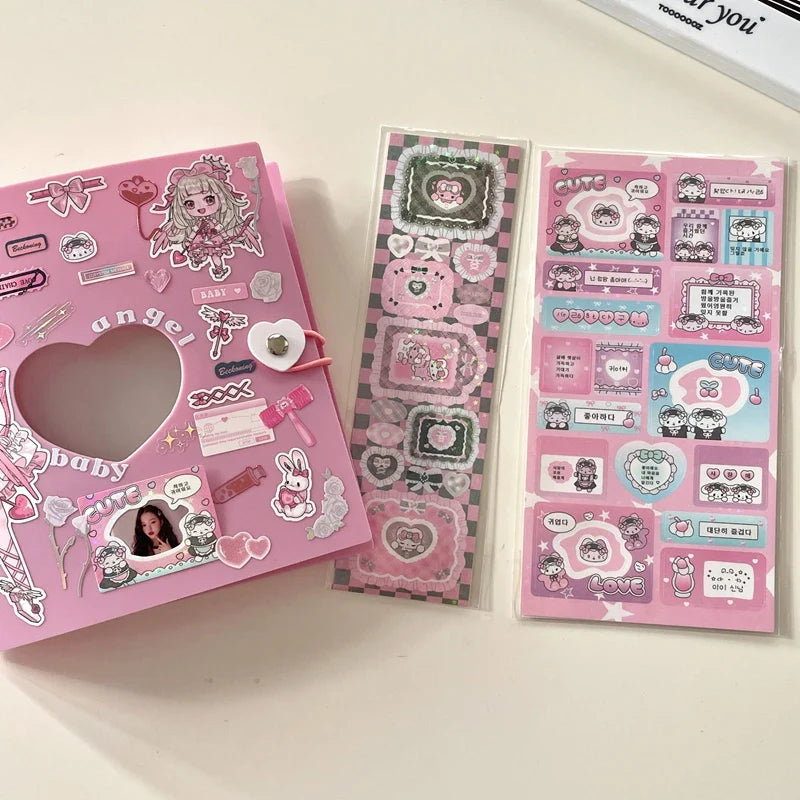 Korean ins Cute Punk Rock Bunny Stickers Hand Account Idol Card DIY Material Decorative Sticker Personalized Kawaii Stationery (Online Order Only)