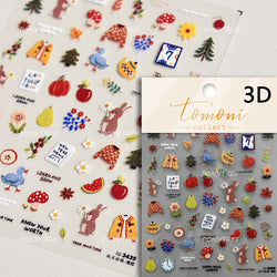Shiny Attractive Apple Core Peel Cute Fruits Bowknot Tie Star Self Adhesive Nail Art Stickers Charming Rhinestone Manicure Decal (ONLINE ORDER ONLY)