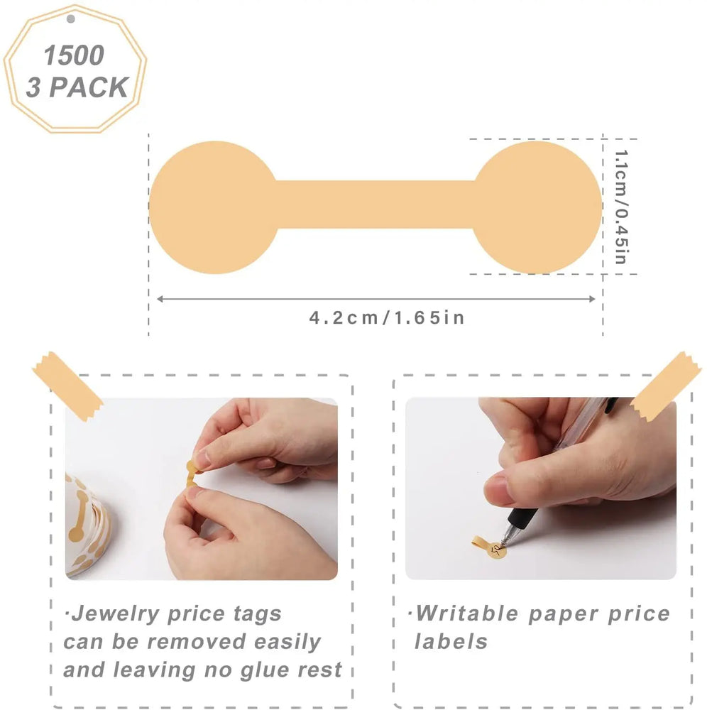 1 Rolls  500Pcs Jewelry Price Decoration Natural kraft Paper Handmade Sticker Labels Date Stickers (ONLINE ORDER ONLY)