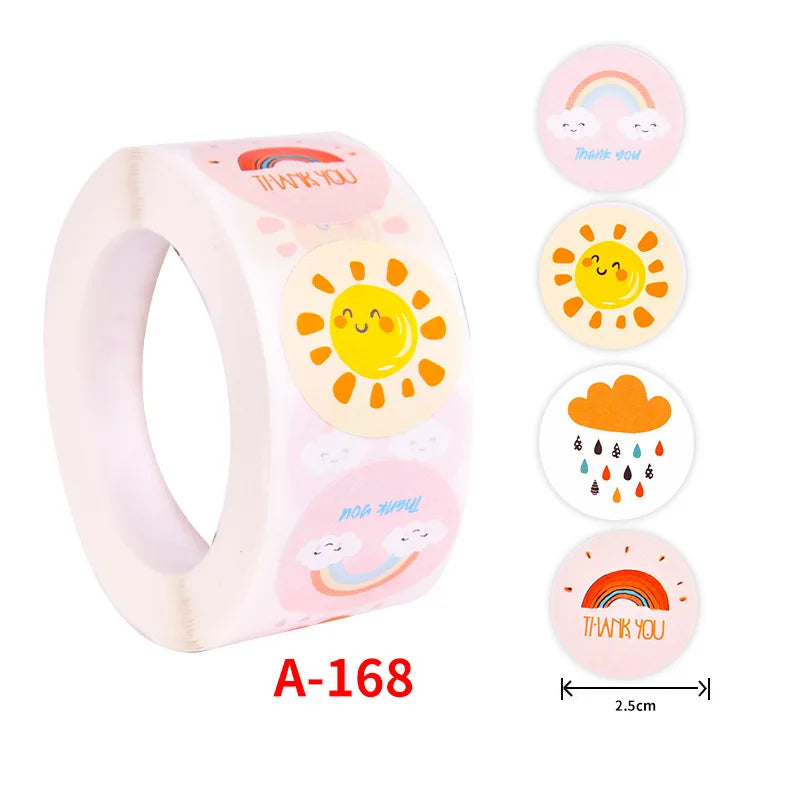 500Pcs Children's Cartoon Animal Stickers Baby Stickers Kindergarten Inspirational Little Red Flower Reward Roll Stickers (Online Order Only)